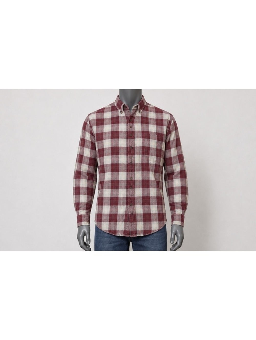 St. John’s Bay Men’s XL Classic Fit Burgundy Plaid Button Down Flannel Shirt